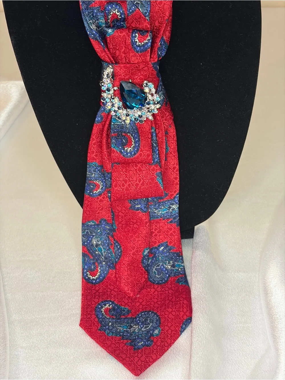 Dior Red and Blue Paisley Silk Scarf